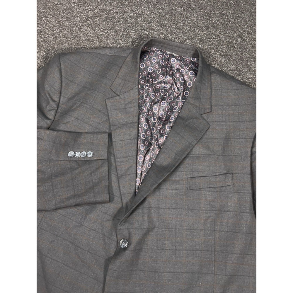 Oak Hill Blazer Jacket Sport Coat Men 4XL 58R Gray Windowpane DXL Paisley Lined